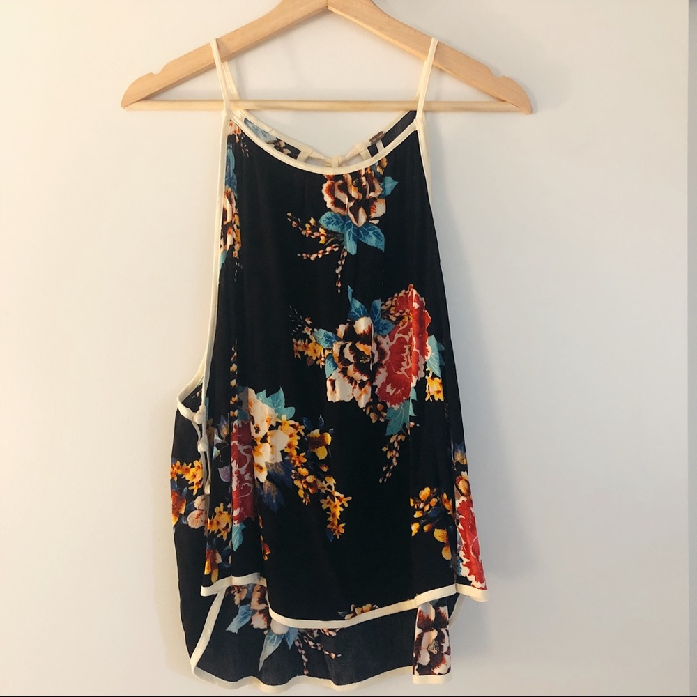 Free People Black Floral Tank